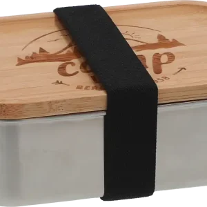 Sofort Bestellen Camplife Edelstahldose mit Bambusdeckel und Gummiband