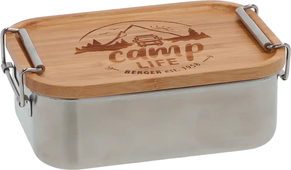 Camplife Edelstahldose mit Bambusdeckel und Bügel Rabatt