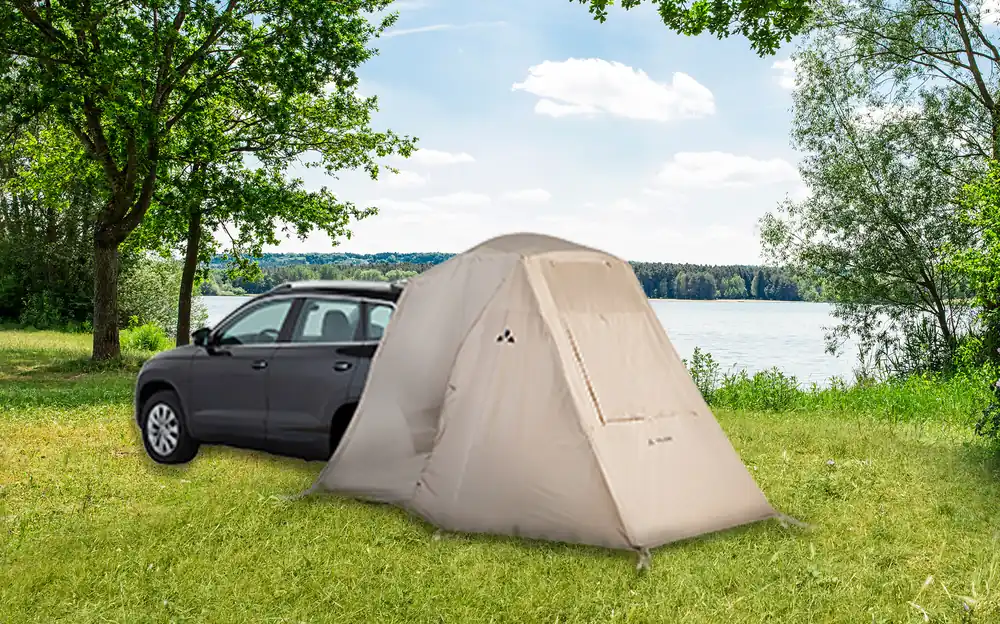 Zertifiziert Vaude Drive Trunk Vorzelt zum Einhängen an die Kofferraumklappe 275 x 190 cm beige