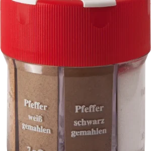Bestseller BasicNature 6in1 Gewürzstreuer mit Salz, Pfeffer weiß / schwarz, Paprika, Curry & Knoblauch