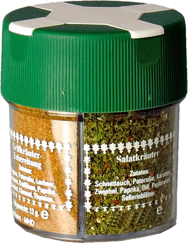 Geprüft BasicNature 4in1 Grillgewürzstreuer mit Kräuter Provence, Grillkräuter, Salatgewürz & Virginia Mischung