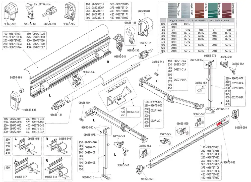 Fiamma Markisenwalze für Markise F45s / F45s PSA / F45s VW T5/T6 260 - Fiamma Ersatzteilnummer 98673-043 Geprüft