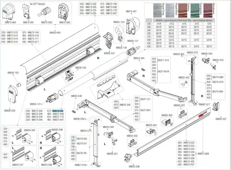 Preis Gesenkt Fiamma Markisenwalze für Markise F45s 450 - Fiamma Ersatzteilnummer 98673-047