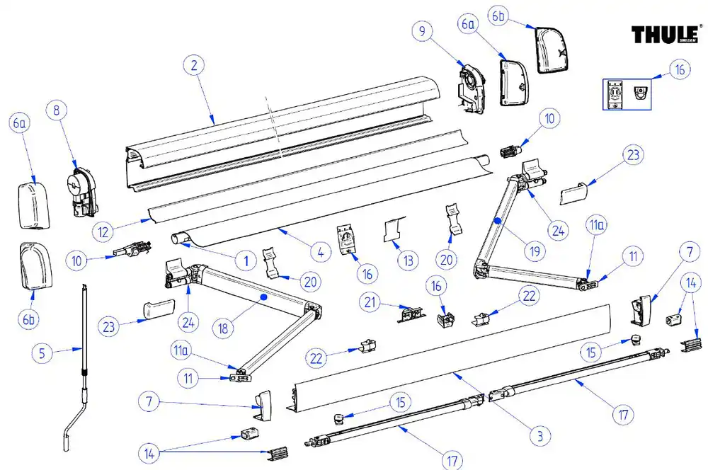 Thule Endkappen für Gehäuse Set 2-teilig links und rechts für Markise Omnistor 4200 Automotive - Farbe Weiß Thule Ersatzteilnummer 1500603613 Sofort Bestellen