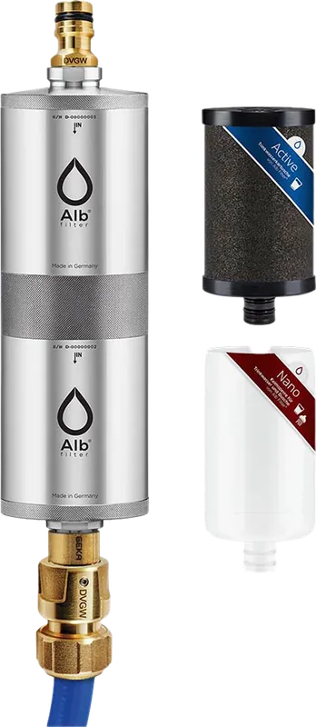 Finale Aktion Alb Filter® FUSION Active+Nano Trinkwasserfilter Camping-Set Mobil mit Koffer Edelstahl Natur