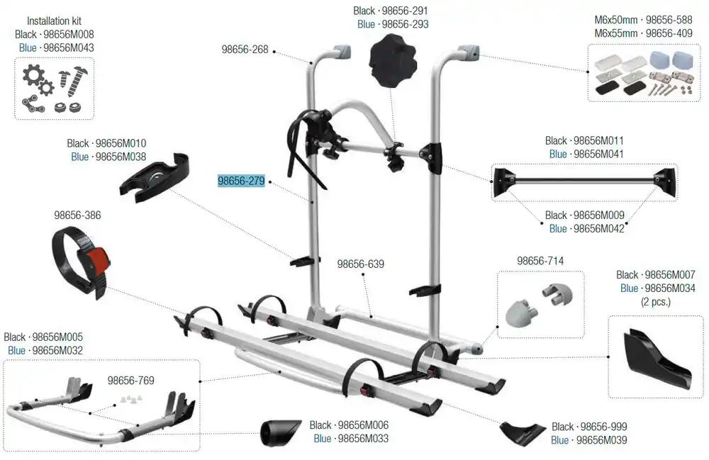 Echt Fiamma Tragestruktur unten passend für Carry Bike Pro / Pro E-Bike / Hymer / PRO Autotrail - Fiamma Ersatzteilnummer 98656-279