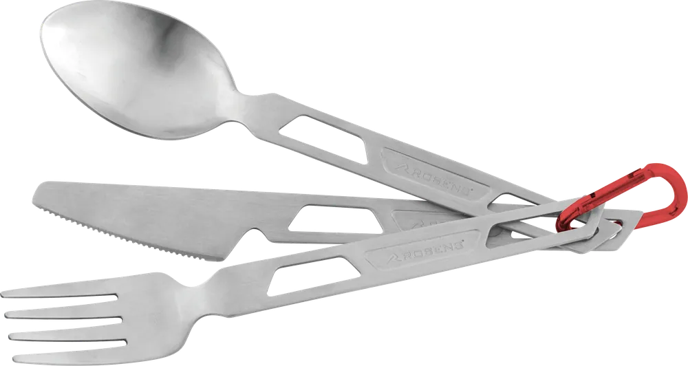 Robens Sierra Steel Cutlery Set Besteckset mit Karabiner 4 teilig Neue Ware