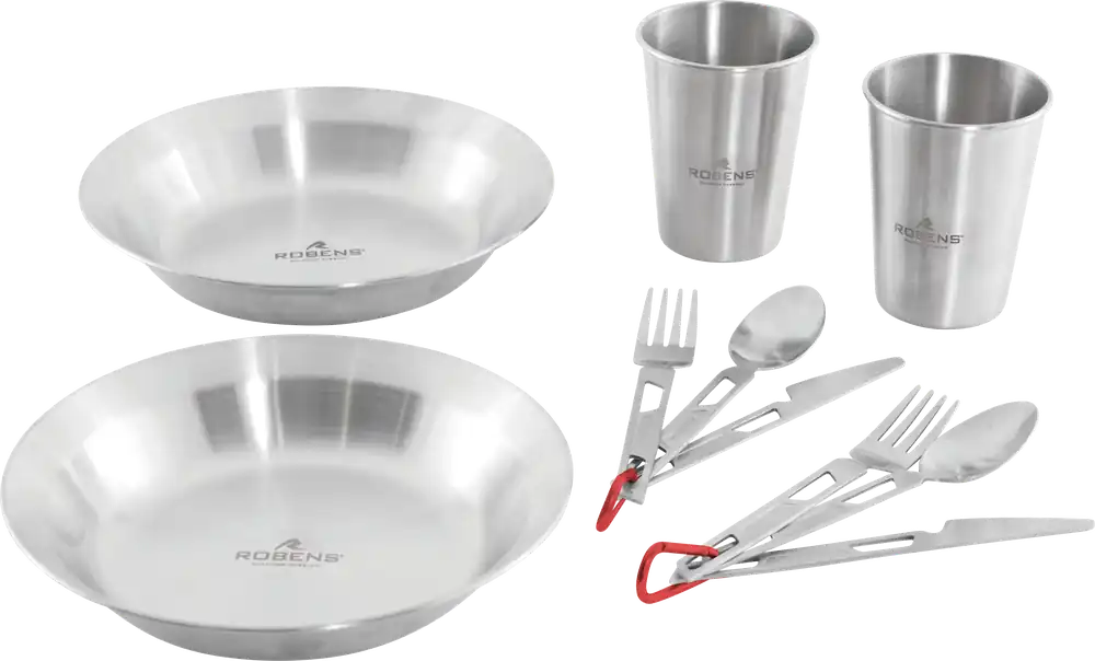 Geprüft Robens Sierra Steel Meal Set Geschirr-Set 10 teilig mit Tellern / Bechern / Besteck