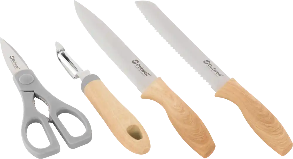 Outwell Chena Messerset 4 teilig mit Universalmesser / Brotmesser / Schere / Schäler Jetzt Bestellen