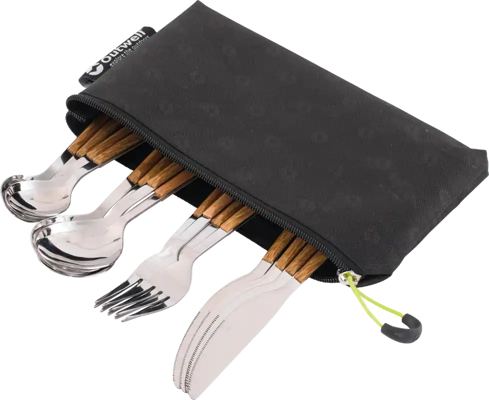 Outwell Besteckset Deluxe 16 teilig inklusive Tasche mit Messer / Gabel / Löffel / Teelöffel Expressversand