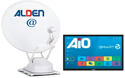 Alden Onelight@ 60 HD EVO vollautomatische Satellitenanlage Ultrawhite inkl. LTE Antenne und A.I.O. Smart TV mit integrierter Antennensteuerung Sonderangebot