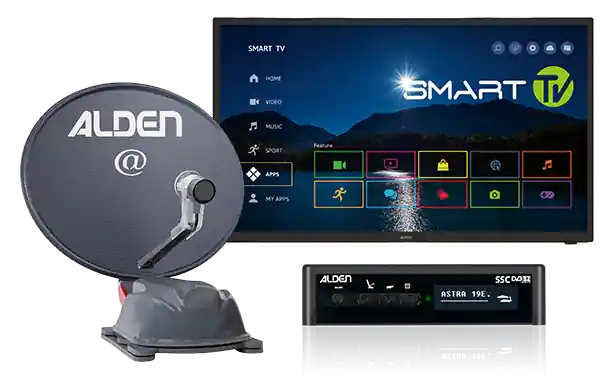 Alden AS2@ 60 HD vollautomatische Satellitenanlage Platinium inkl. S.S.C. HD Steuermodul / LTE Antenne / Smartwide LED TV Preis Gesenkt