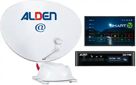 Alden AS2@ 80 HD vollautomatische Satellitenanlage Ultrawhite inkl. S.S.C. HD Steuermodul / LTE Antenne / Smartwide LED TV Saisonangebot