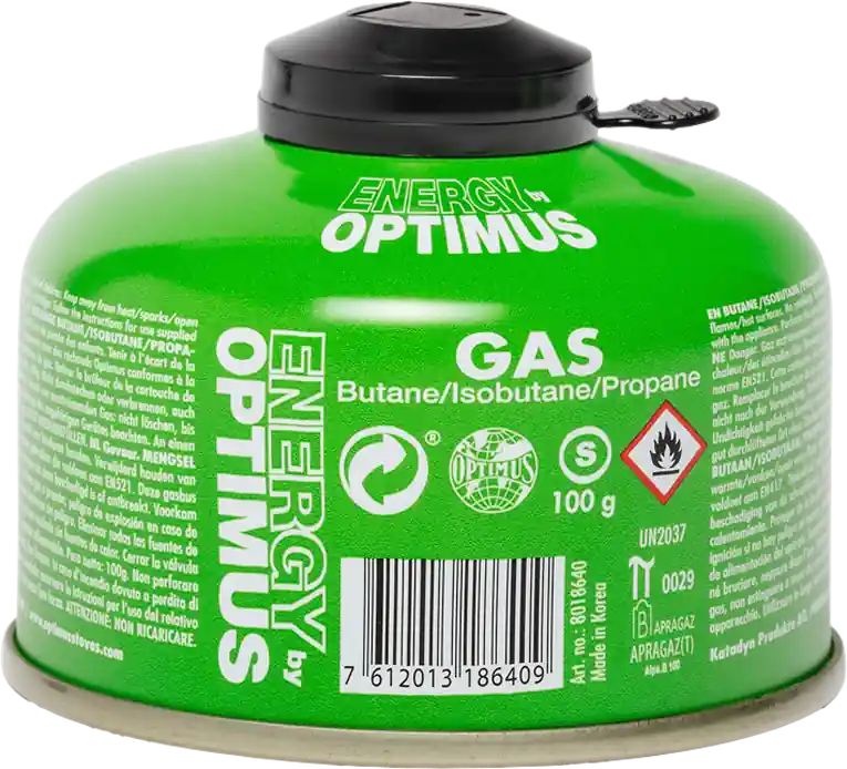 Zertifiziert Optimus Universal-Gaskartusche mit Schraubgewinde & Schutzkappe