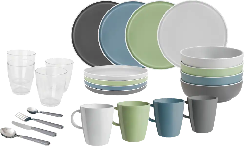 Brunner All Inclusive Dolomit buntes Melamingeschirrset 36 teilig 4 Personen Finale Aktion
