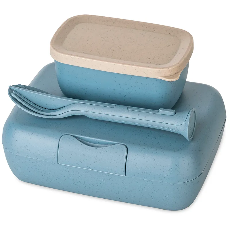 Koziol Candy Ready Lunchbox-Set inklusive Besteck-Set 3-teilig nature flower blue Highlight