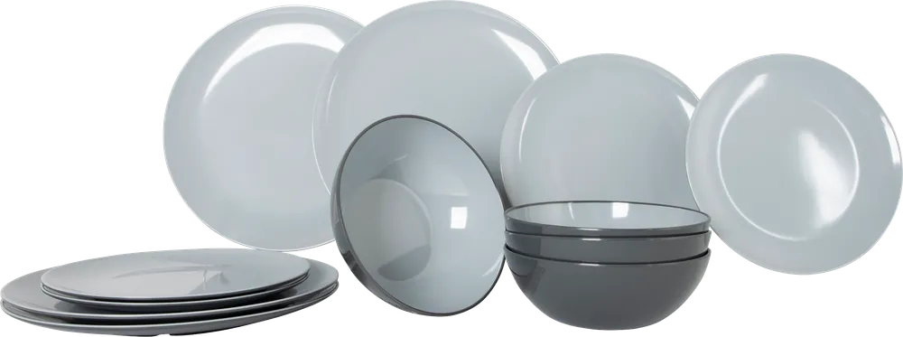 Gimex Vivid Line Geschirr grau 12 teilig Markenprodukt