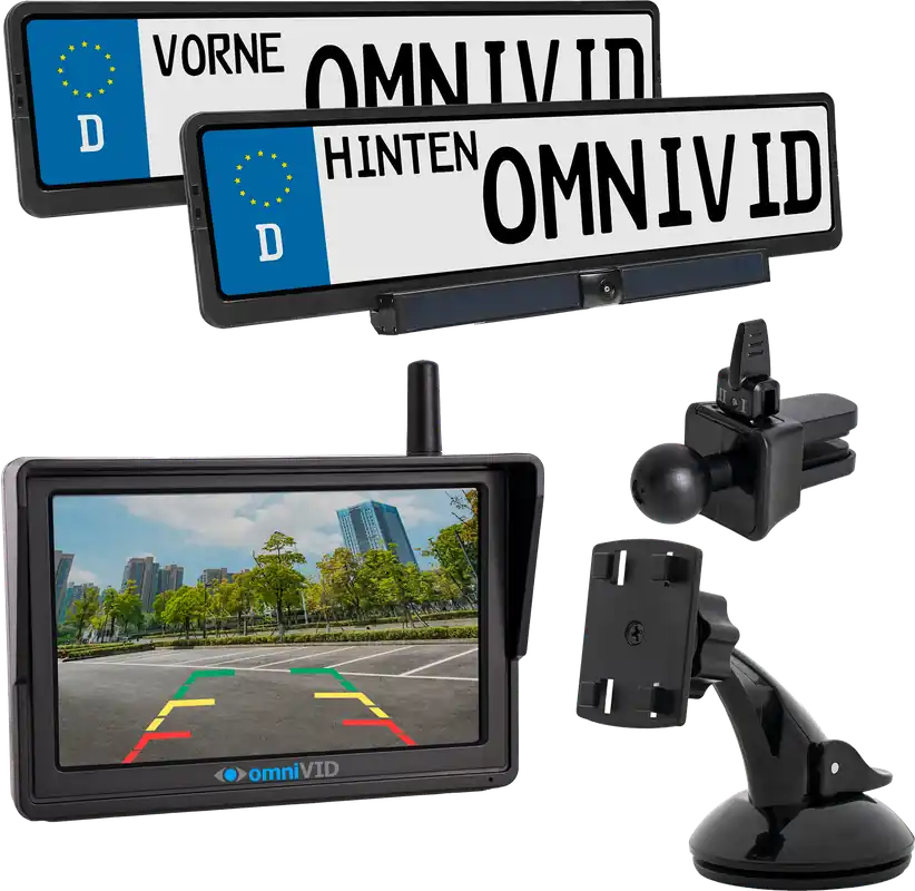 Geprüft omniVID Kabelloses Rückfahrsystem Solar5 Duo mit 2 Kameras und Solarmodulen