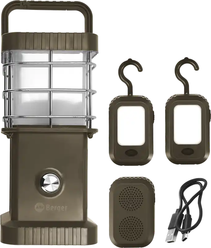 Berger Samar Campinglaterne inkl. Powerbank, abnehmbarer Seitenleuchten und Bluetooth Lautsprecher Jetzt Bestellen