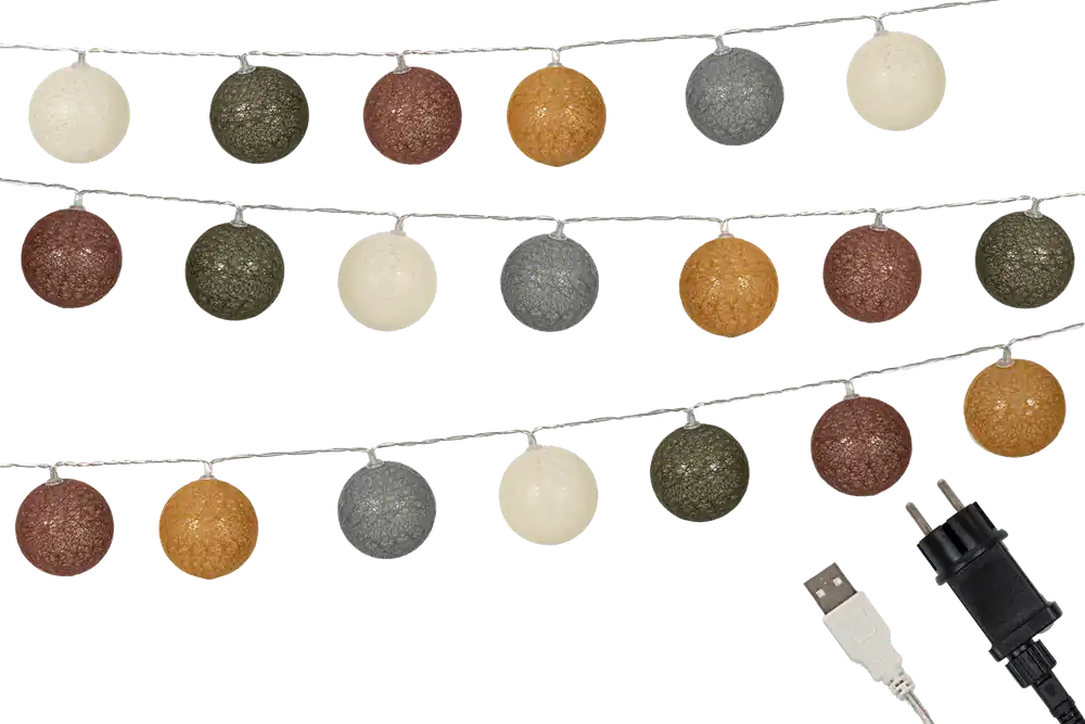 Preisreduziert Berger Cotton Sphere Lichterkette 20 LED Kugeln (Länge 2,3 m)