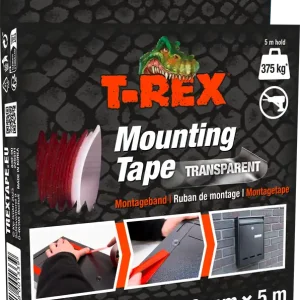Preisknaller T-Rex Mounting Tape für dauerhafte Anwendungen ohne Bohren oder Schrauben 5 Meter transparent