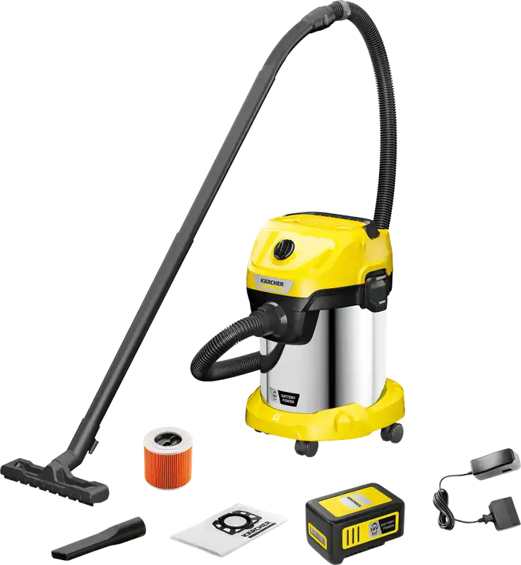 Kärcher Akku-Nass-/Trockensauger WD 3-18 S Battery Set mit Blasfunktion / Akku / Ladegerät Jetzt Kaufen