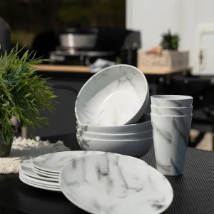 Berger Atina RPET Geschirr-Set in Marmordesign 16-tlg. für 4 Personen Top-Angebot