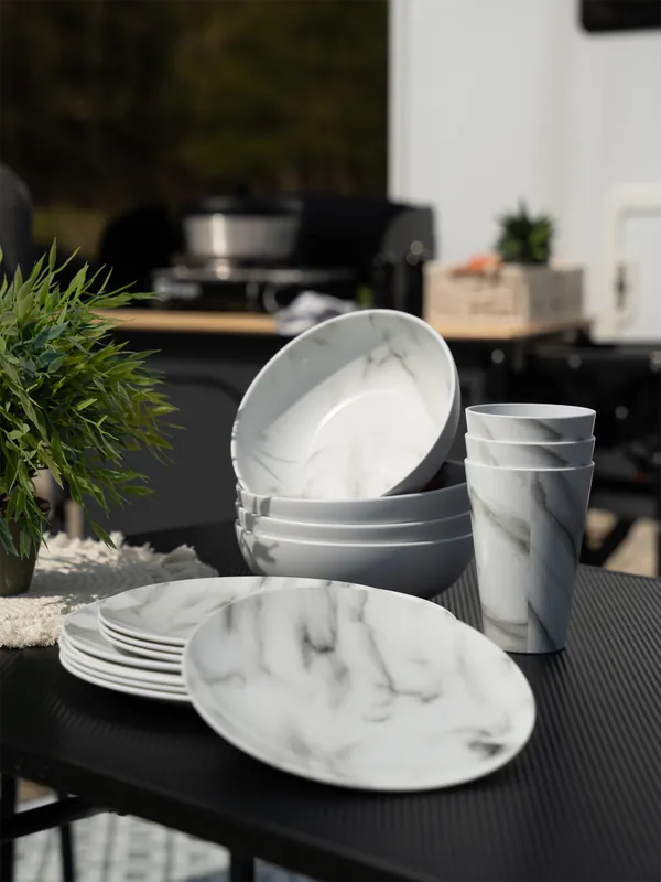 Berger Atina RPET Geschirr-Set in Marmordesign 16-tlg. für 4 Personen Top-Angebot