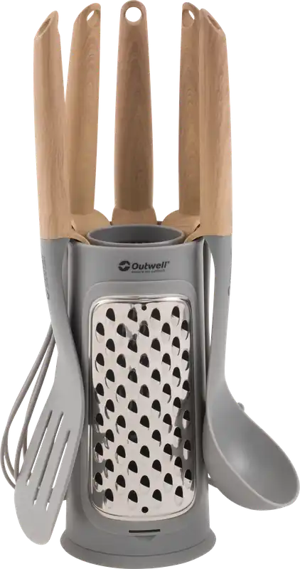 Outwell Küchenutensilien-Set Adana 6-teilig bestehend aus Pasta-Löffel / Schneebesen / Spatel / Servierlöffel / Schöpflöffel / Reibe Heißes Angebot