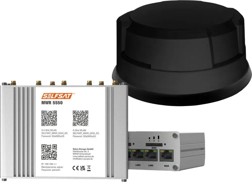 Begrenztes Angebot Selfsat Mobiler 5G/4G LTE Router MWR 5550 mit WLAN und GPS inkl. 5G Dachantenne