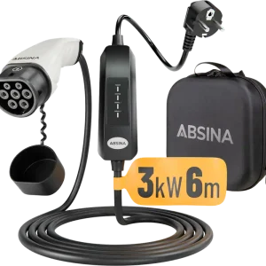 Absina Mobile Ladestation Typ 2 zum Laden an Haushaltssteckdosen für Elektroautos 3 kW / 13 A / 6 Meter Meistverkauft