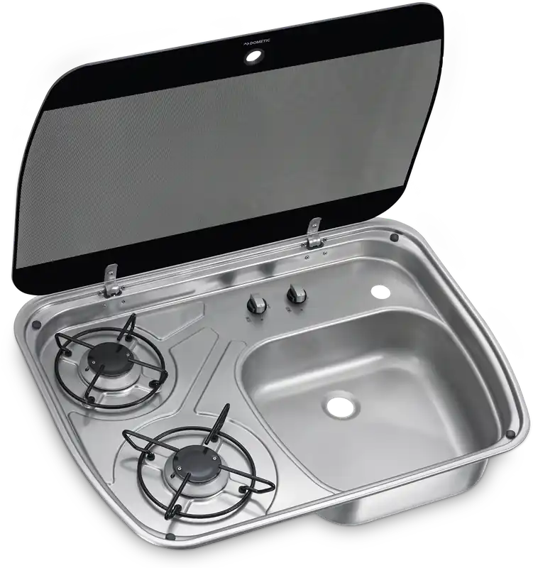 Dometic Kochfeld und Spüle mit Glasdeckel HSG 2445 2-flammig 600 x 445 mm Highlight