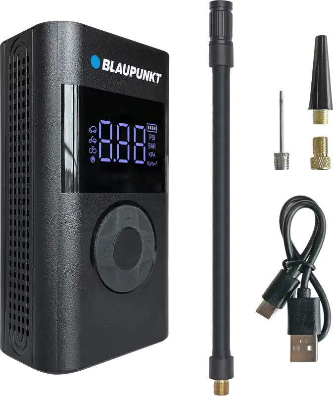 Aktuell Blaupunkt Tragbare Akku-Luftpumpe TPM 124 mit Powerbank-Funktion / integrierter LED