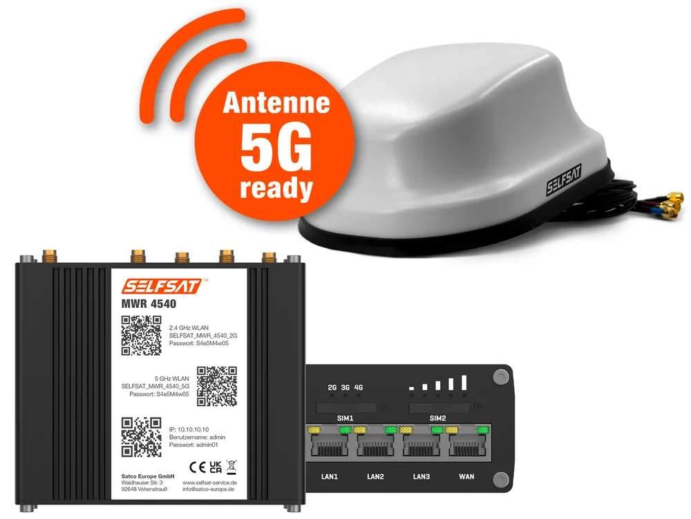 Selfsat 4G Cat 6 WLAN Router MWR 4540 inkl. 5G Antenne bis 300 Mbps Garantierte Lieferung
