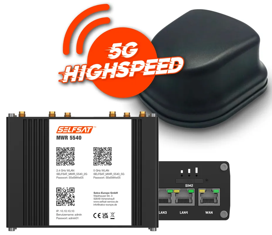 Selfsat 5G Cat 12 WLAN Router MWR 5540 inkl. 5G Antenne bis 2,6 Gbps Ausverkauf