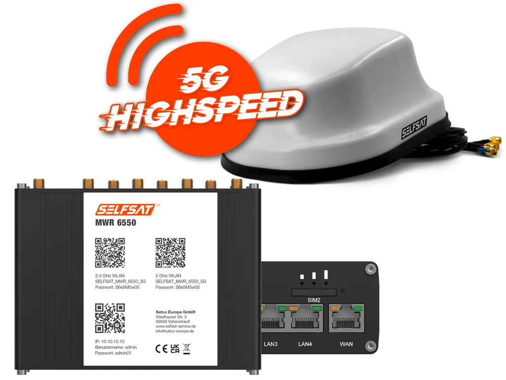 Letzte Chance Selfsat 5G Cat 19 WiFi 6 WLAN Router MWR 6550 bis 3,4 Gbps inkl. 5G Antenne