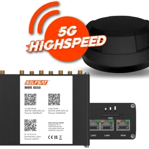 Markenware Selfsat 5G Cat 19 WiFi 6 WLAN Router MWR 6550 bis 3,4 Gbps inkl. Panorama Antenne