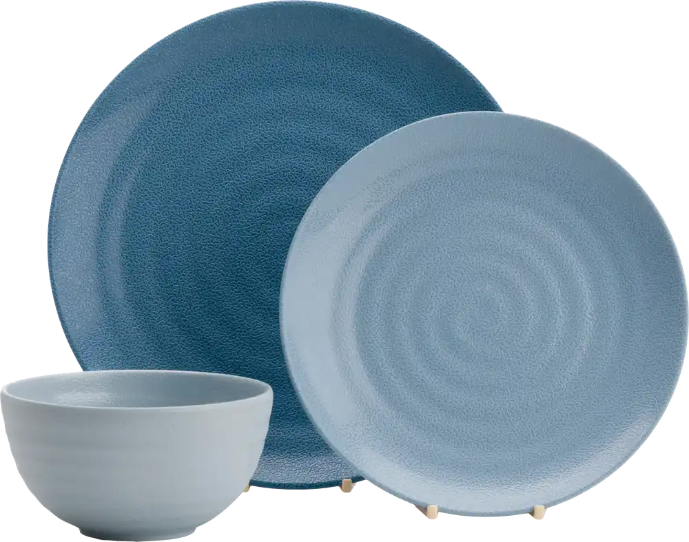 Solange Der Vorrat Reicht Flamefield Geschirrset Shades of Blue Melamin 12-teilig