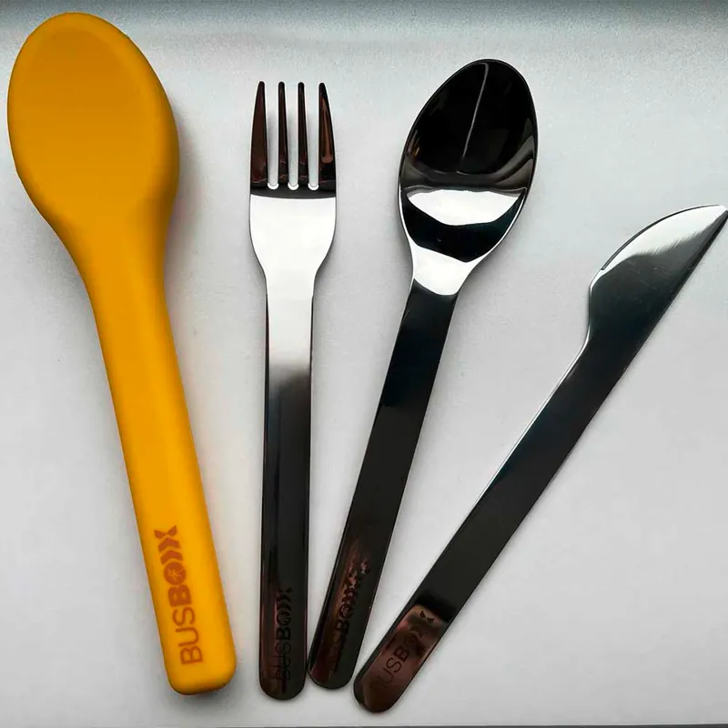 Garantierte Lieferung BusBoxx Besteckset 3-teilig mit elastischer Hülle bestehend aus Messer / Gabel / Löffel