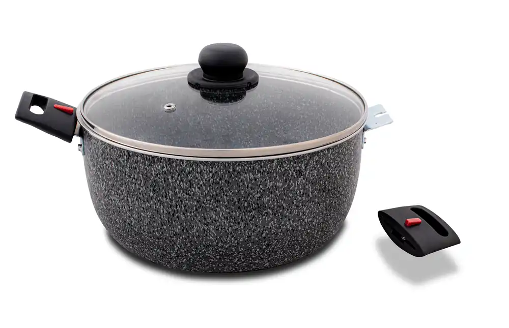 Berger Aluminium Kochtopf Stone Rock mit Glasdeckel induktionsgeeignet Neu