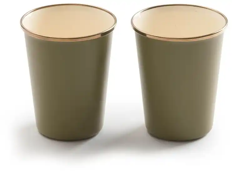 Barebones Enamel emailliertes Becher Set 2 teilig olive Nur Heute