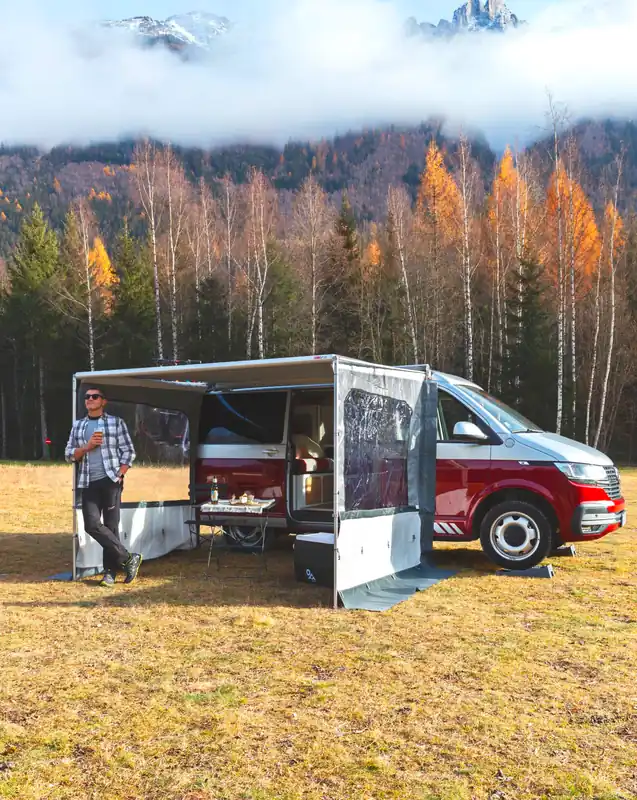 Fiamma Side W Pro Van Seitenwand für Fiamma F43 Van 270 cm Markise mit Auszug 225 cm Neue Kollektion