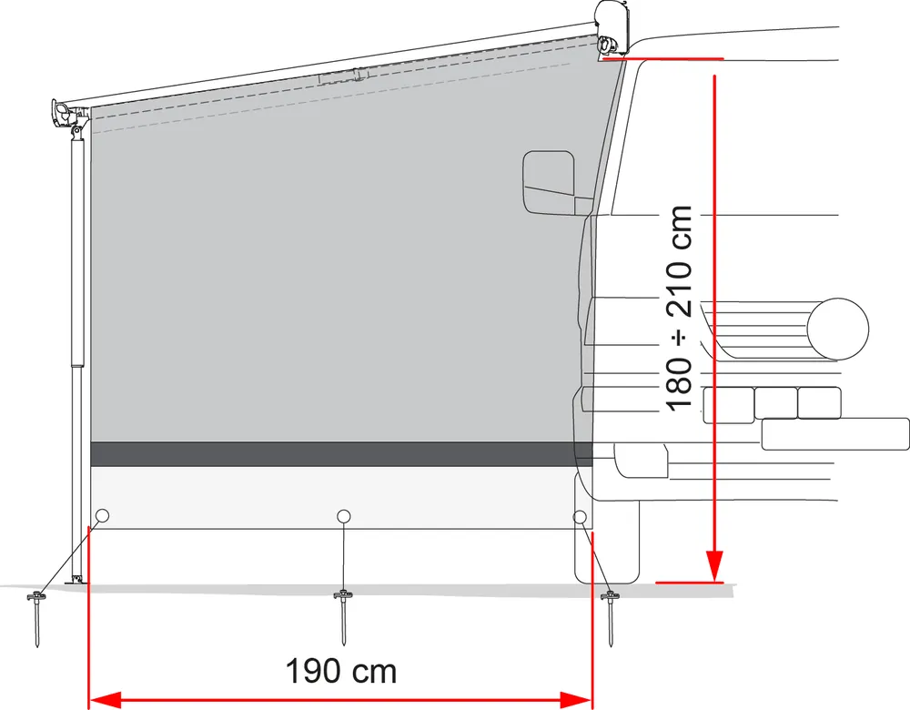 Günstig Fiamma Sun View Side Seitenwand für Fiamma F40 van/F43 van Markise mit Auszug 225 cm