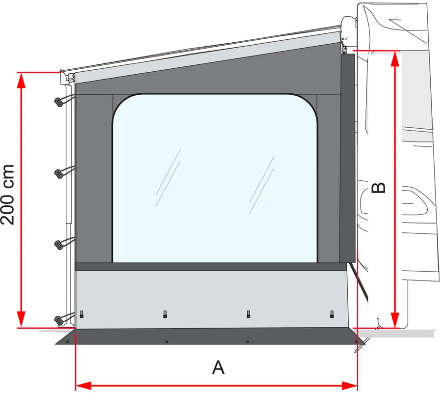 Ausverkauf Fiamma Side W Pro Seitenteil / Seitlicher Abschluss für Markise Höhe 180–200 cm