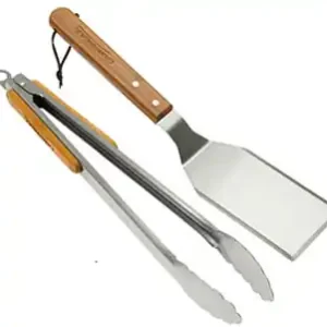 Markenware Campingaz Grillbesteck Duo aus Edelstahl mit Bambusgriff
