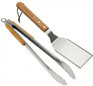 Markenware Campingaz Grillbesteck Duo aus Edelstahl mit Bambusgriff