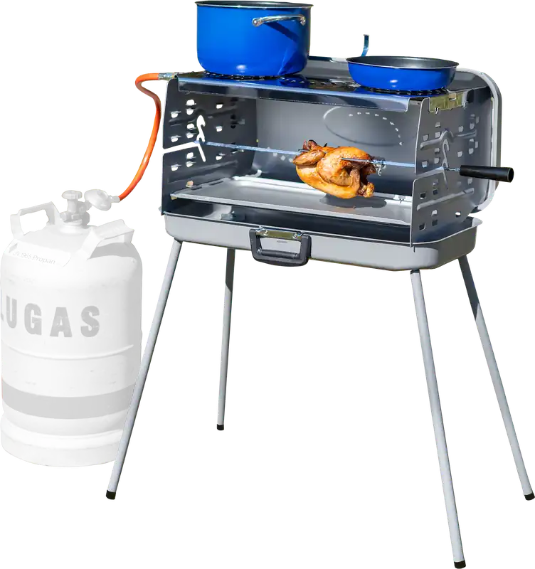 Echt Berger 3-Flammen Koffergasgrill Silber