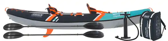 Heißes Angebot Coleman aufblasbares Kajak Kit Sevylor Colorado 2 Personen inkl. 2 Paddel / Rucksack / Finne / Handpumpe / Aufbewahrungstasche