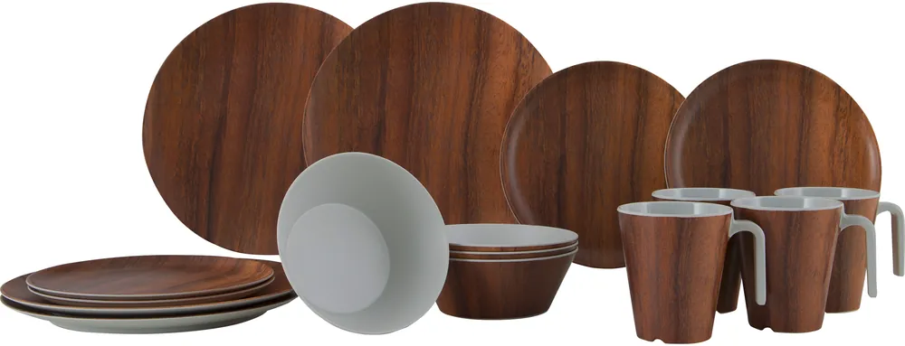 Geprüft Gimex Nature Line Wood Geschirrset Melanim 16-tlg. für 4 Personen braun