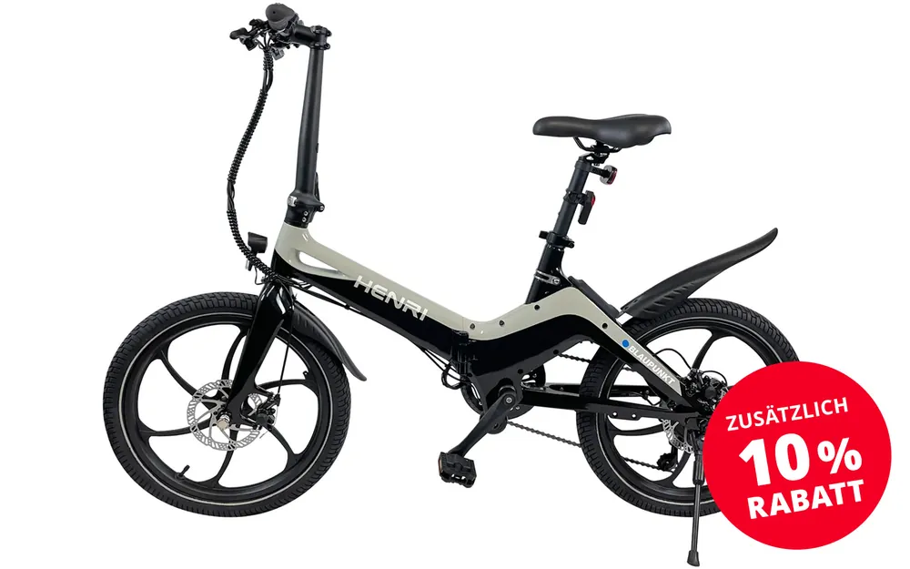 Blaupunkt Henri faltbares E-Bike 20 Zoll 250W schwarz/grau Must-Have